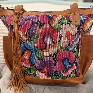 Nena & Co Full Size Leather Floral Bag